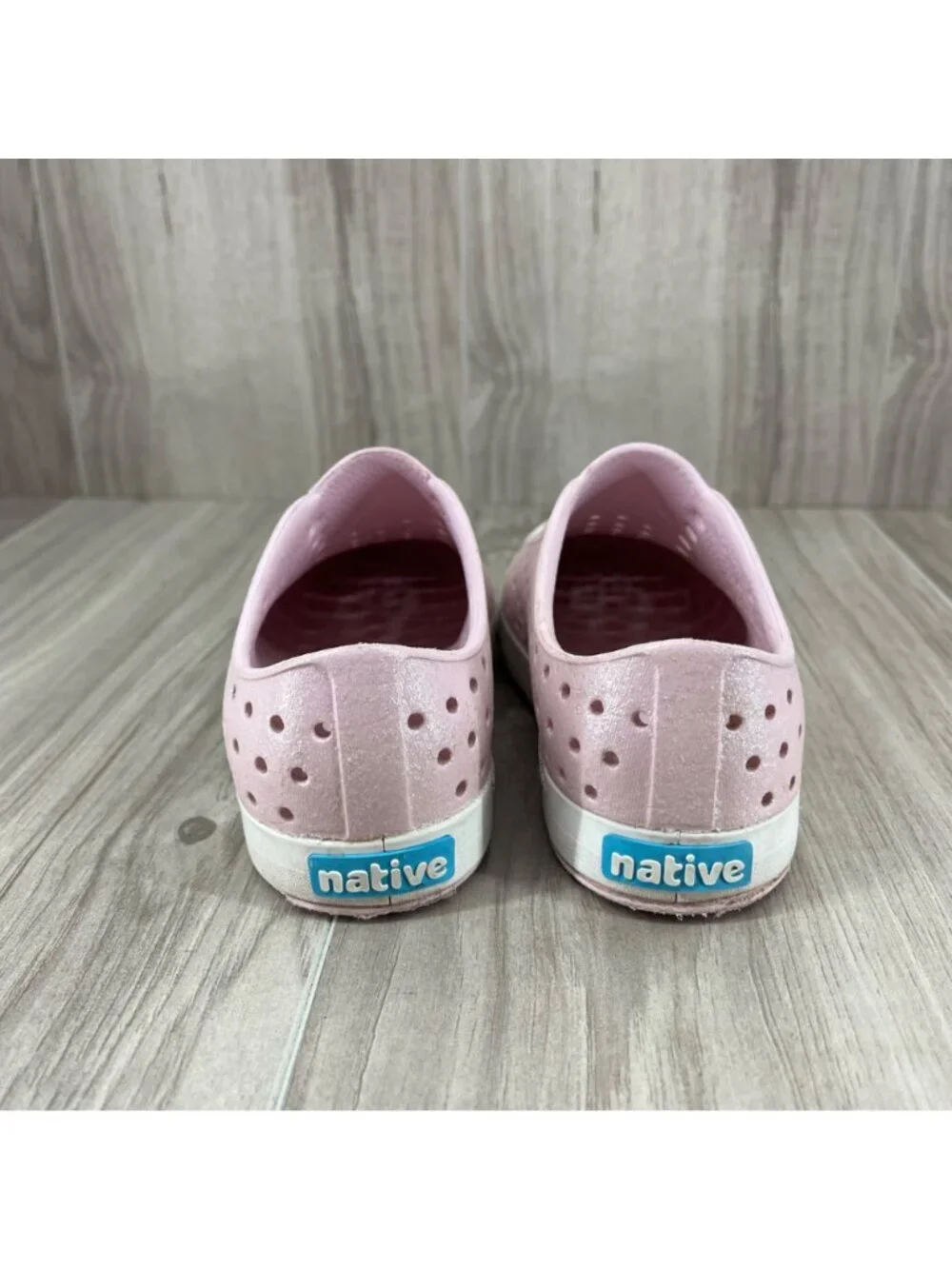 Native Jefferson Shoes Kids Toddler 11 Bio Bling Pink Glitter Slip On Waterproof